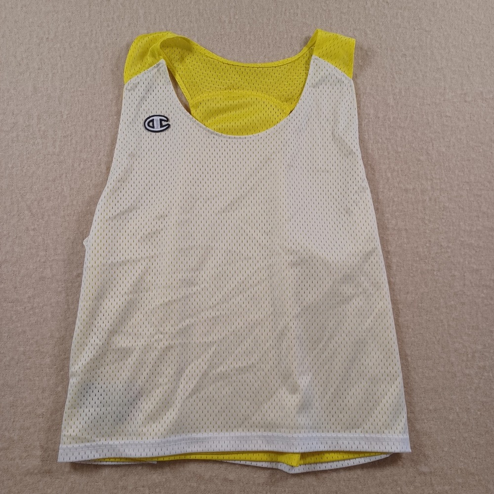Champion Vintage Reversible Mesh Sleeveless Jersey Tank Top Mens Small Yellow‎